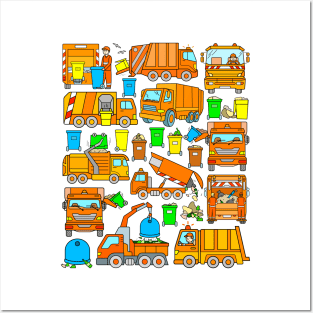 Trash Trucks Garbage Truck Rubbish Collection Vehicles Posters and Art